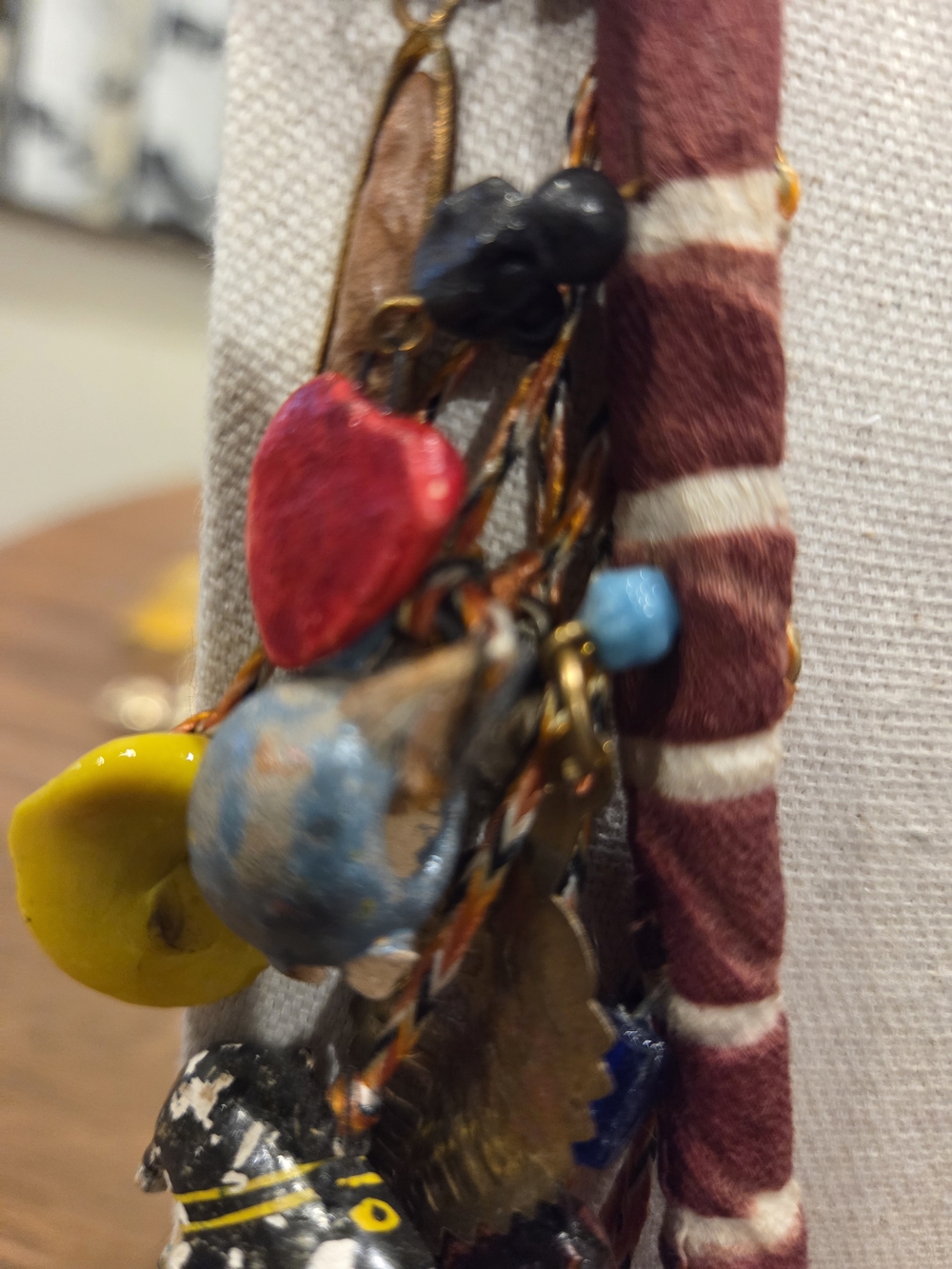Handcrafted Multicolor Beaded Charm Necklace - Folk Art - Picture 3 of 13